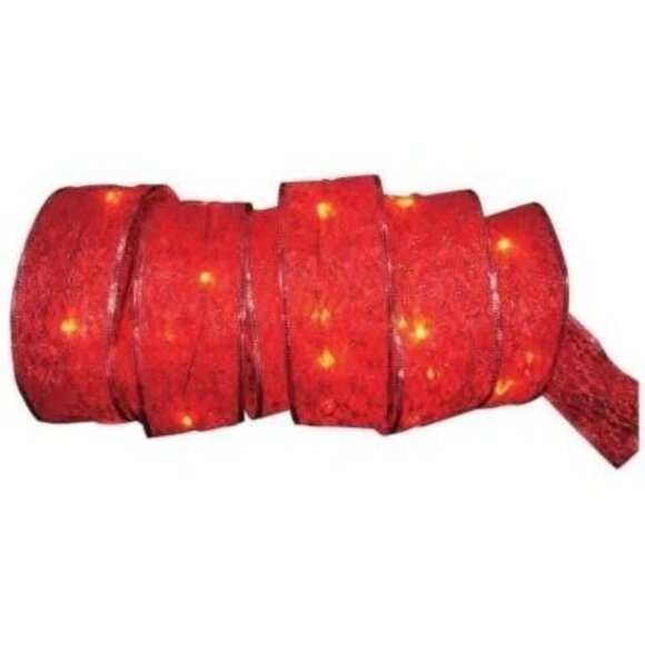 12 ft. Pre-Lit LED Red Ribbon Garland NEW - Picture 3 of 6